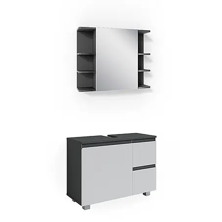 Vicco  Badmöbel-Set J-Shape Anthrazit 2 Teile