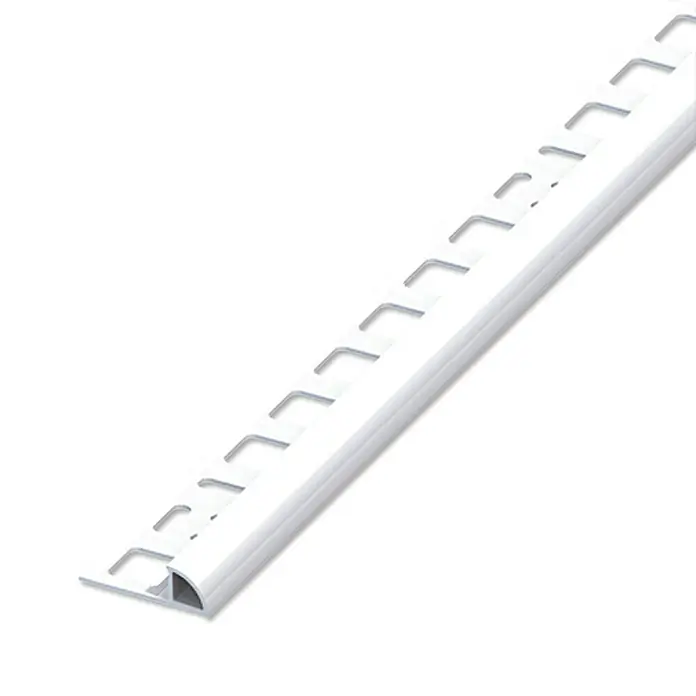 Viertelkreis-Profil - Weiß glänzend, 1 m x 8 mm - Weißes Fliesenschiene-Profil aus Kunststoff für einen sauberen und professionellen Abschluss von Fliesenarbeiten, ideal für Bad und Küche.