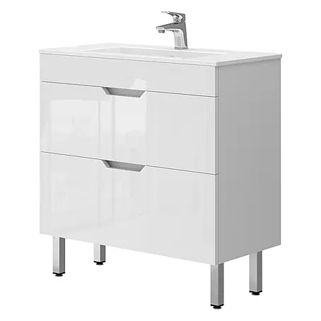 Vicco  Badmöbel-Set Clayton Weiß 2 Teile, Unterschrank 80 cm