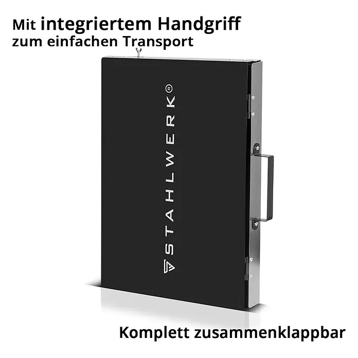 STAHLWERK Schweißtisch Schweißtisch-Aufsatz SA-500 ST -  - Schwarzes, klappbares Metallpaneel mit integriertem Griff für einfachen Transport.