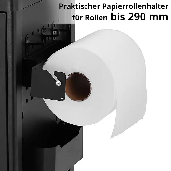 STAHLWERK Werkzeugkoffer Werkstattwagen EAGLE -  - Schwarzer Metall-Papierrollenhalter, praktisch für Rollen bis 290 mm.