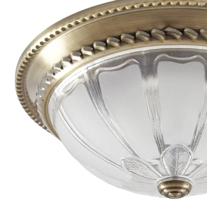 Lindby Deckenleuchte Henja - bronze / altmessing - Deckenleuchte mit antik-messingfarbenem Rahmen und einer geriffelten, mattierten Glasscheibe.