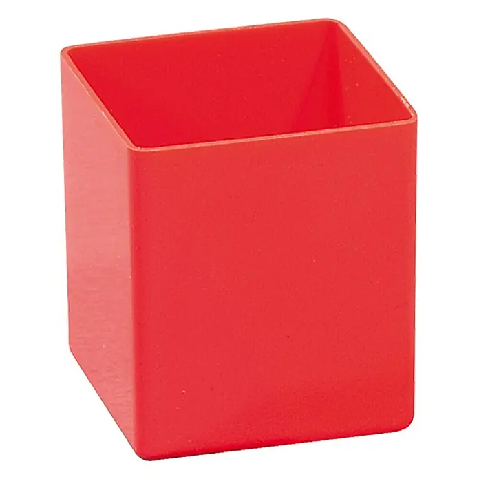 Lockweiler Kleinteileeinsatz 5 - 5,4 x 5,4 x 6,3 cm, Rot - Roter, quadratischer Stifthalter aus Kunststoff, ideal für Schreibtischorganisation und Bürobedarf.