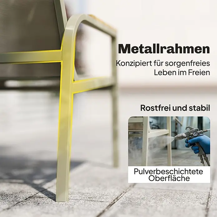 Outsunny Loungemöbel-Set - 4 -tlg., Metall, Texteline, Sicherheitsglas, Grün - Hellgrünes, pulverbeschichtetes Metallstuhlgestell, rostfrei und stabil für den Außenbereich.