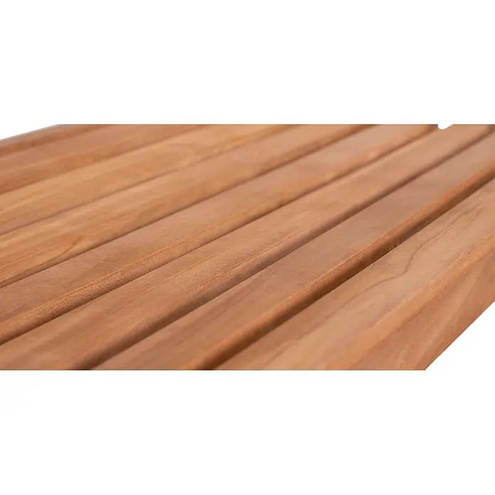 Bene Living Gartenbank Bradford - B x T x H: 120 x 60 x 94 cm, Teakholz, Natur - Hellebraune, gelattete Holzoberfläche mit sichtbarer Maserung.