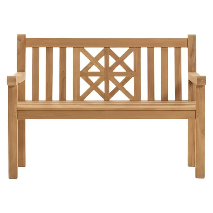 Bene Living Gartenbank Sailor - Teakholz, Natur - Hellbraune Teakholz-Gartenbank mit Lattenrostsitzfläche und dekorativer X-Muster-Rückenlehne.