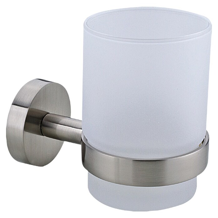 Nie wieder bohren Moon Portacepillos MO145 (Con soporte, Acero inoxidable, Mate)