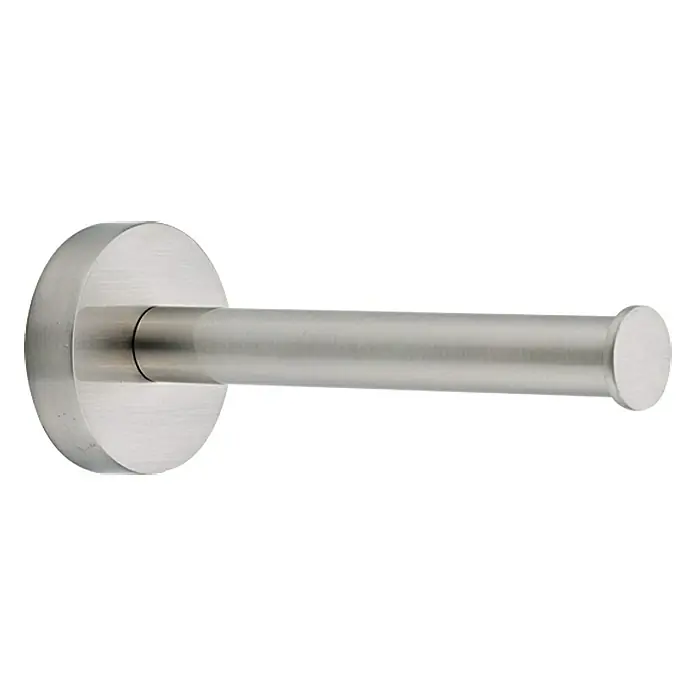 Tesa Portarrollos de repuesto - Largo: 12 cm, Tipo de montaje: Pegado, Efecto de acero inoxidable - Portarrollos de papel higiénico de níquel cepillado para una organización elegante del baño. Diseño de pared para una fácil instalación y una estética moderna.