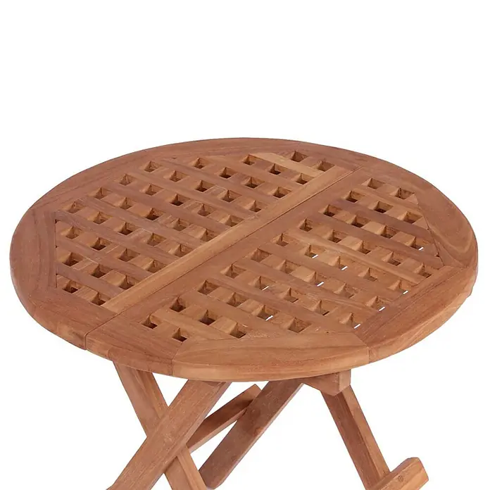 Bene Living Garten-Beistelltisch - L x B x H: 50 x 50 x 51 cm, Teakholz, Klappbar, Rund, Natur - Runder, lamellierter Klapptisch aus Holz.