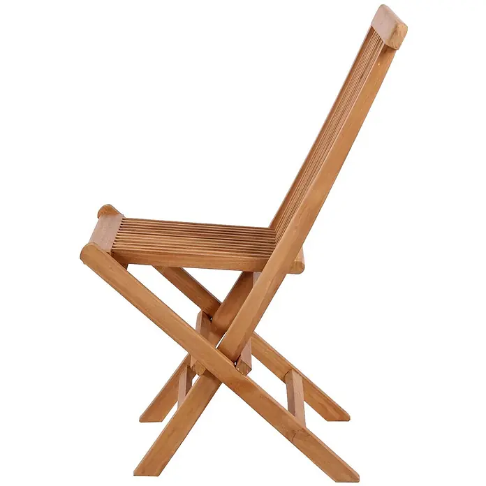 Bene Living Gartenstuhl Langton - 1 Stk., Teakholz, Klappbar, natur - Hellbrauner Klappstuhl aus Holz, Seitenansicht.