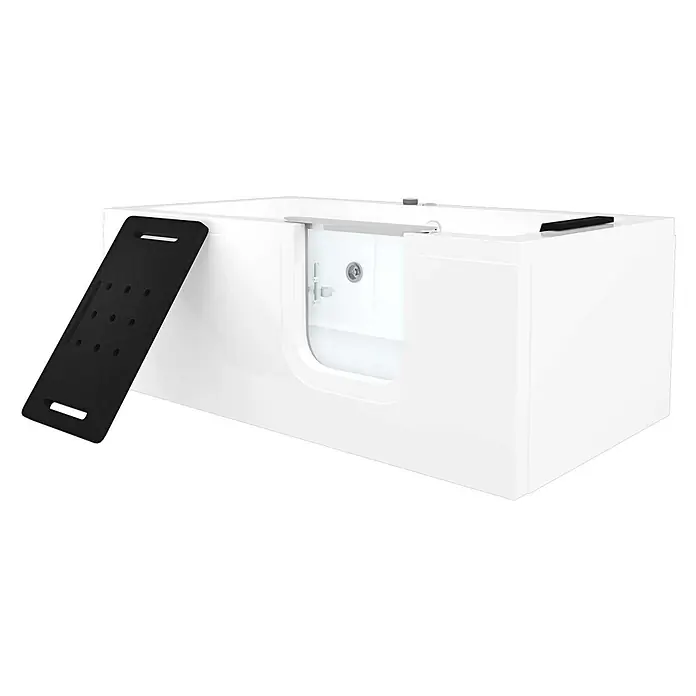 AcquaVapore Badewanne Fertigdusche S15WP-R - 150 x 75 cm, Acryl, Weiß - Weiße begehbare Badewanne mit integrierter Tür und schwarzer Antirutschmatte für sicheren Einstieg.