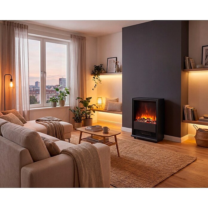 Voltomat HEATING Elektrischer Kamin (Schwarz, 2.000 W)