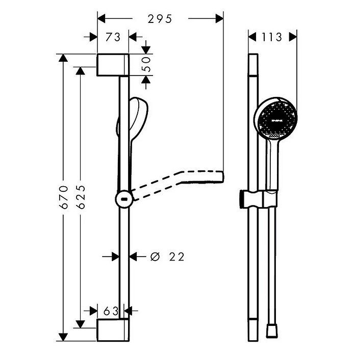 Hansgrohe Tuš set Activera Eco  (Srebrna, Visina: 67 cm) | BAUHAUS