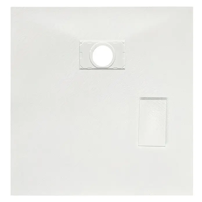 Bad Land Duschwanne - L x B: 80 x 80 cm, Kunststoff, Weiß - Weiße, strukturierte Duschwanne mit integriertem runden Ablaufrand und rechteckiger Abdeckung.