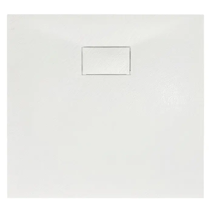 Bad Land Duschwanne VIDAR Duschwanne quadratisch 90x90x3,2 cm Weiß, mit Ablaufgarnitur - Kunststoff, Weiß - Weißes, strukturiertes Duschbecken mit rechteckigem Metallablauf.