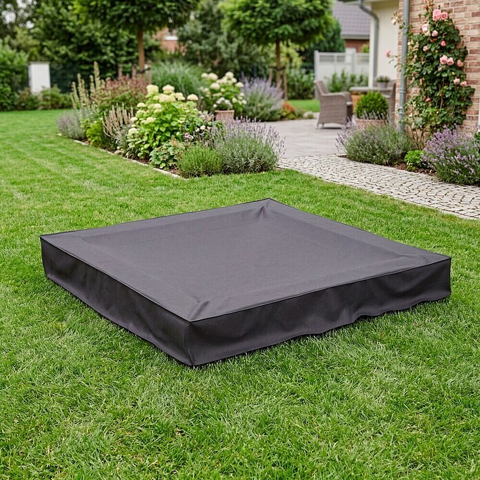 Sunfun Sandkasten-Schutzhülle (160 x 160 x 20 cm, Anthrazit, Polyester Oxford 420D)