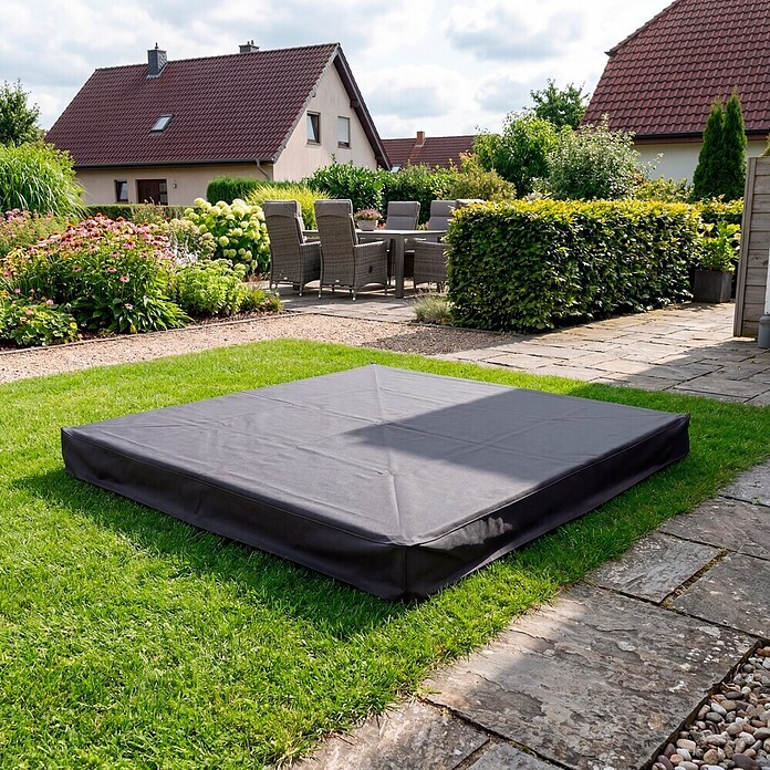 Sunfun Sandkasten-Schutzhülle (210 x 210 x 20 cm, Anthrazit, Polyester Oxford 420D)