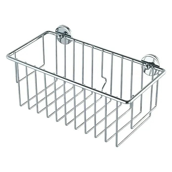 Tesa Duschkorb BT131P - 250 x 125 x 117 mm, Extratief, Rechteckig - Draht-Duschkorb aus Chrom für Badezimmerzubehör. Er bietet praktischen Stauraum mit einer eleganten, modernen Ästhetik.