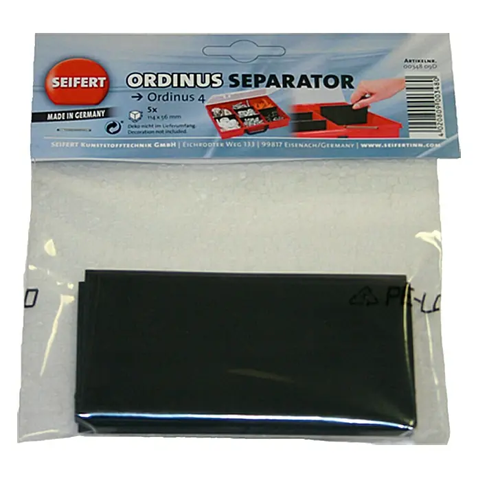 Lockweiler Set de paneles organizadores Ordinus Separator 4 - Tamaño: 4, L x Al: 114 x 56 mm, 5 ud. - Un paquete de Seifert Ordinus Separator, que contiene cinco separadores negros para organizar piezas pequeñas.