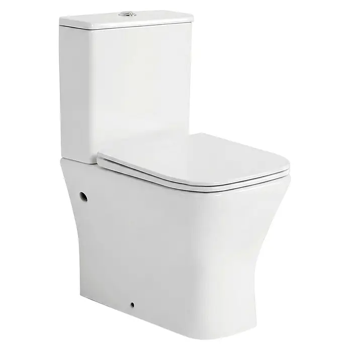 Conjunto de mueble de baño Riva con pack de wc Lura -  - Inodoro cerámico blanco compacto con asiento cuadrado moderno.