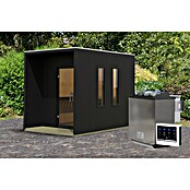 Karibu Saunahaus Laguna (L x B x H: 287,5 x 219,5 x 244 cm, Schwarz, 9 KW Bio Ofen mit externer Steuerung) | BAUHAUS