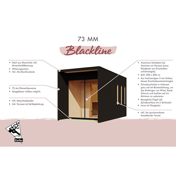 Karibu Saunahaus Miramar (L x B x H: 429 x 219,5 x 244 cm, Natur, 9 KW Ofen mit externer Steuerung) | BAUHAUS