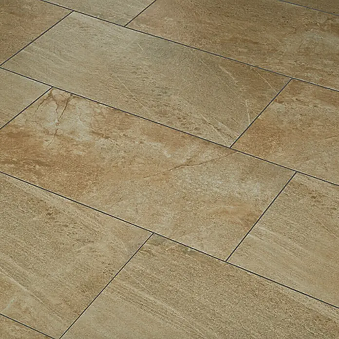 Feinsteinzeugfliese Jade Stone - 30 x 60 cm, Beige, Matt - Beige Keramikfliesen mit dunklen Fugen. Das Fliesenmuster verleiht dem Boden ein elegantes und modernes Aussehen.
