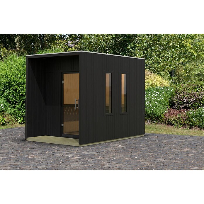 Karibu Saunahaus Laguna (L x B x H: 287,5 x 219,5 x 244 cm, Schwarz, Ohne Ofen) | BAUHAUS