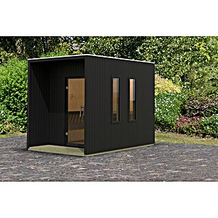 Karibu Saunahaus Laguna (L x B x H: 287,5 x 219,5 x 244 cm, Schwarz, Ohne Ofen)