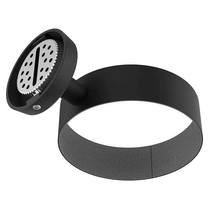 Camargue Paris Black Fönhalter - Schwarz, Matt - Schwarze, runde Gewürzmühle mit perforierter Silberscheibe und strukturiertem schwarzem Band.