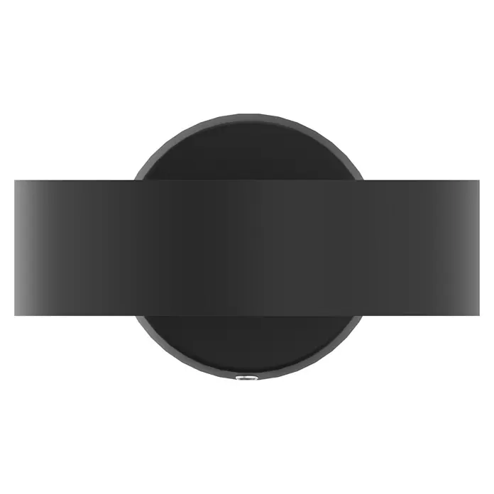 Camargue Paris Black Fönhalter - Schwarz, Matt - Matt dunkelgraues 3D-Kreisabzeichen mit horizontalem Banner.