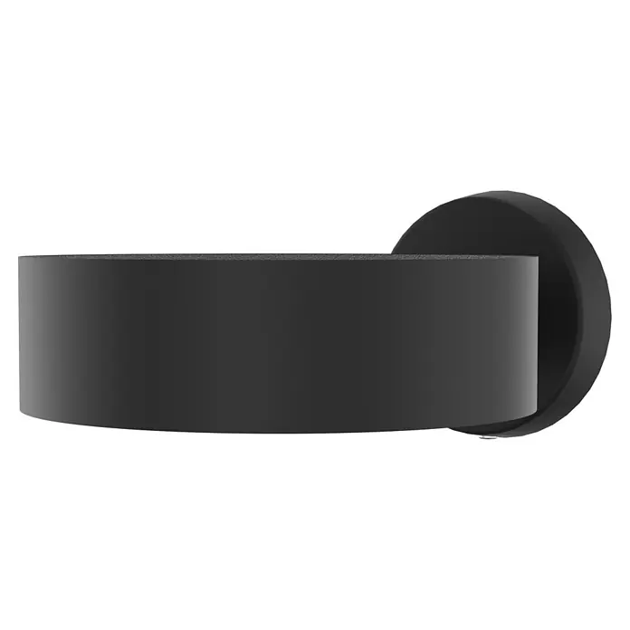 Camargue Paris Black Fönhalter - Schwarz, Matt - Dunkelgraue zylindrische Wandleuchte mit runder Montageplatte.