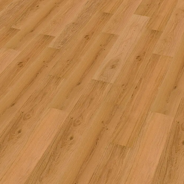 Decolife Designboden Freestyle - Oak Country Gold, Landhausdiele, 1.220 x 185 x 8 mm - Hellbrauner Laminatboden in Holzoptik mit natürlicher Maserung und Ästen.