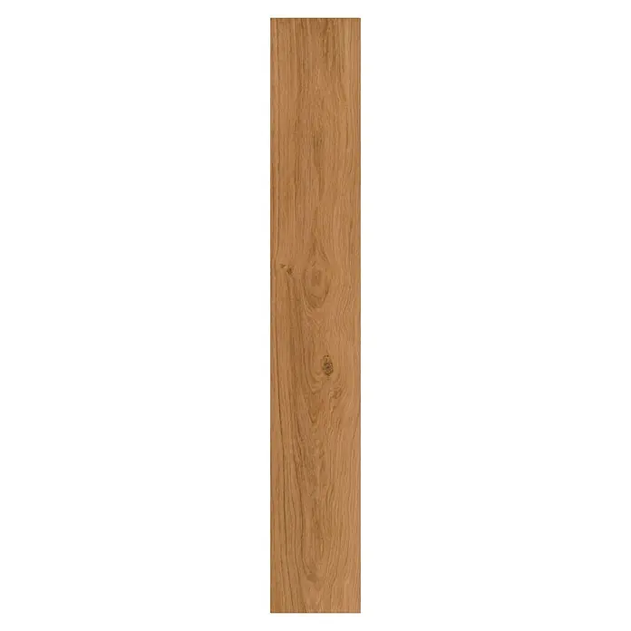 Decolife Designboden Freestyle - Oak Country Gold, Landhausdiele, 1.220 x 185 x 8 mm - Hellebraune Holzdiele mit natürlicher Maserung und sichtbaren Ästen.