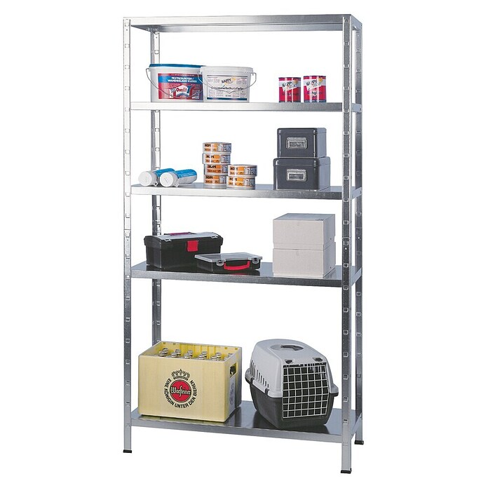 Regalux Metallregal (45 x 100 x 190 cm, Traglast: 65 kg/Boden, Verzinkt)
