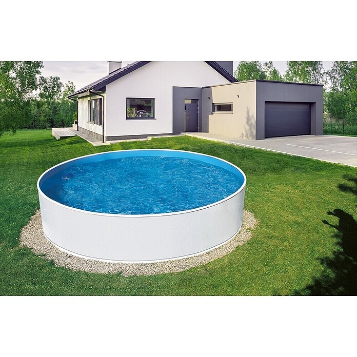 Malibu Rundbecken-Set Premium (Ø x H: 450 x 120 cm, 18 m³, Farbe Innenfolie: Blau)