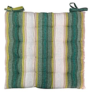 Cojín para silla Raya Ancha (45 x 45 x 5 cm, Verde, 100% algodón)