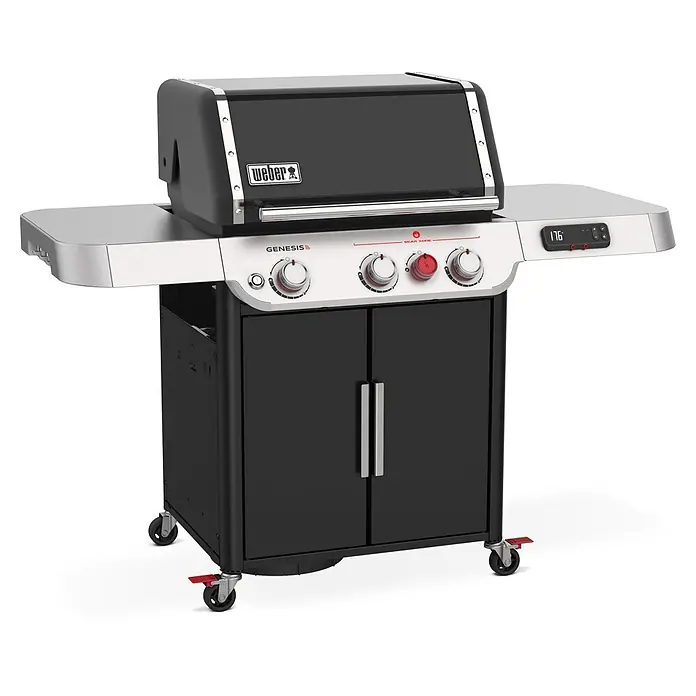 Weber Gasgrill Genesis EX-325S - Grillfläche (B x T): 68 x 48 cm, 11,4 kW, Anzahl Brenner: 3 Stk. - Weber Genesis Gasgrill in Schwarz und Edelstahl mit Seitenablagen, Bedienfeld und Unterschrank auf Rollen.