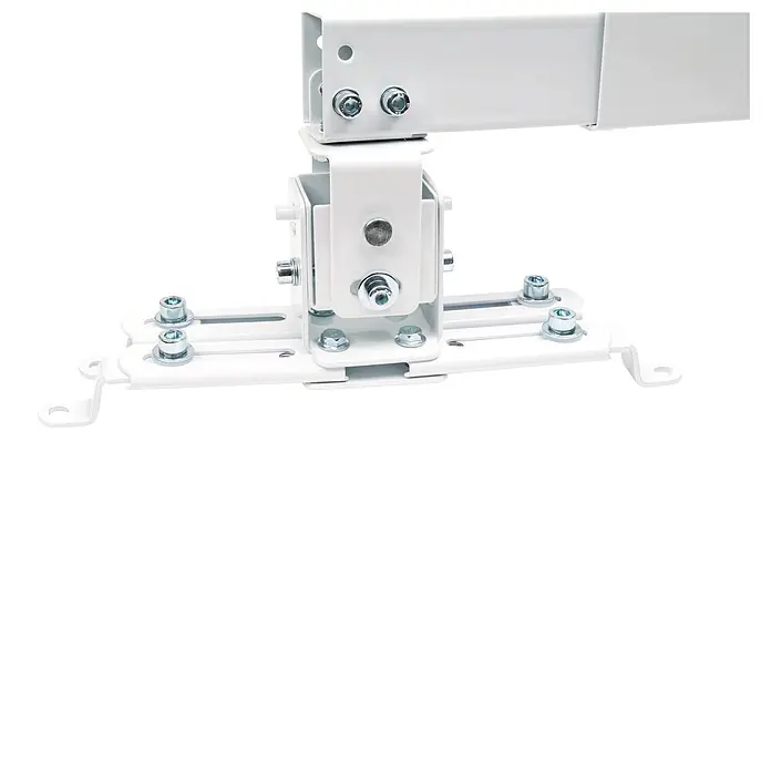 Schwaiger Träger Beamerhalterung (Stahl, weiß) - Belastbarkeit: 20 kg - Weiße Metall-Deckenhalterung für Projektoren mit verstellbaren Armen und sichtbaren Schrauben.