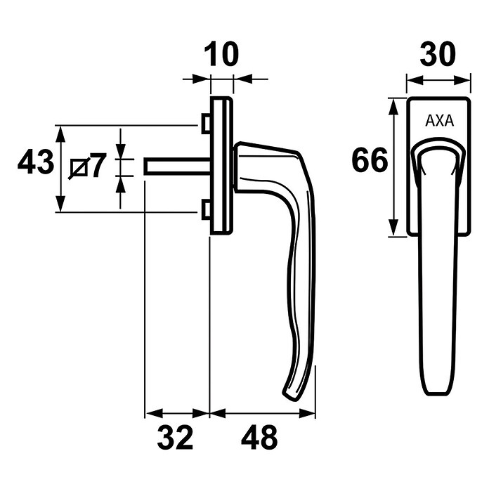 Axa Raamgreep 3351 (Aluminium, Zwart) | BAUHAUS
