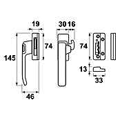 Axa Raamgreep 3327 - links (Aluminium, Zwart, DIN-L) | BAUHAUS