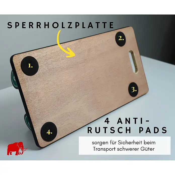 Proregal Transportroller Mega Deal 2x mit 4 Rollen - L x B x H: 60 x 30 x 11,5 cm, Traglast: 200 kg, Holz - Sperrholz-Transportbrett mit 4 schwarzen Anti-Rutsch-Pads für sicheren Transport schwerer Güter.