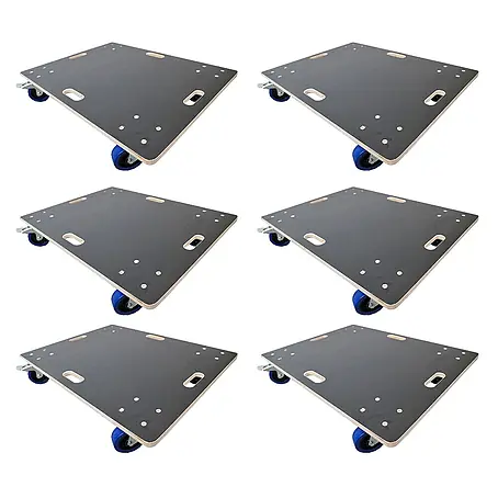 PROREGAL Profi Transportroller HERCULES 80x60 cm Schwerlast bis 800 kg 4 Gummirollen mit Bremse & Griff, Siebdruckplatte rutschfest, 6er Set Rollbrett für Möbel Möbelroller Transporthilfe Werkstatt