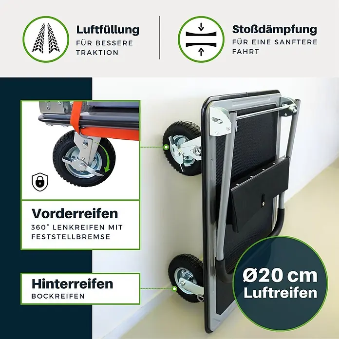 Proregal Transportroller BIG RHINO 300, klappbar, mit Werkzeugtasche & 6 Sicherungsösen - Traglast: 300 kg