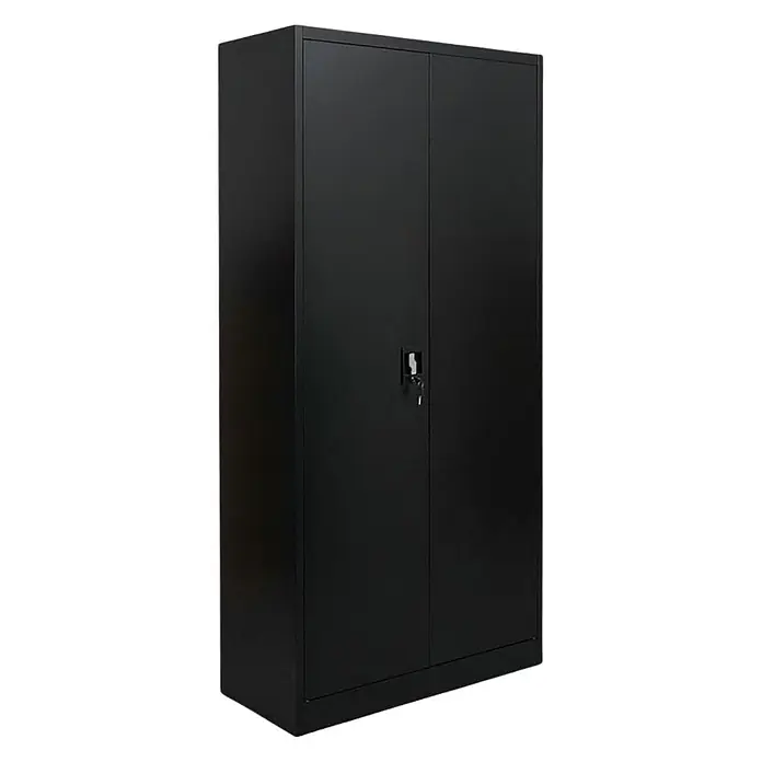 Proregal Aktenschrank ELEPHANT komplett montiert - B x T x H: 80 x 40 x 180 cm, Schwarz - Schwarzer Metallschrank mit zwei Türen und einem Schloss mit Schlüsseln.