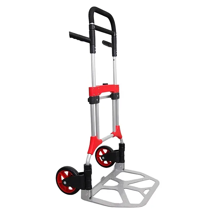 Proregal Sackkarre ELEPHANT mit klappbarer Schaufel, 250 kg Traglast & Vollgummibereifung - Aluminium, Traglast: 250 kg - Faltbarer Aluminium-Sackkarre mit schwarzem Schaumstoffgriff, roten Akzenten und schwarzen/roten Rädern.
