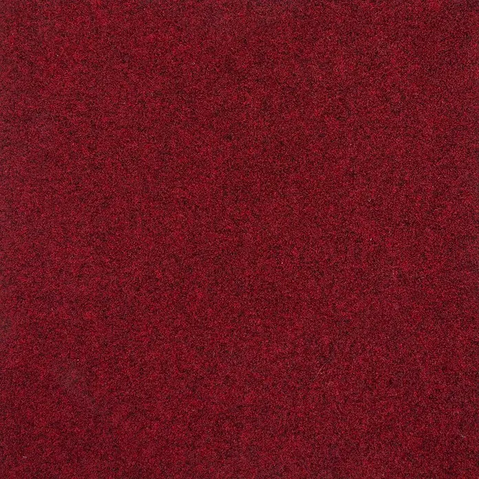 Bricoflor Teppichfliese - Breite: 50 cm, Nadelfilz, Polypropylen, rot - Nahaufnahme eines texturierten roten Stoffes, möglicherweise Wolle oder Filz, mit dezentem Melange-Effekt.