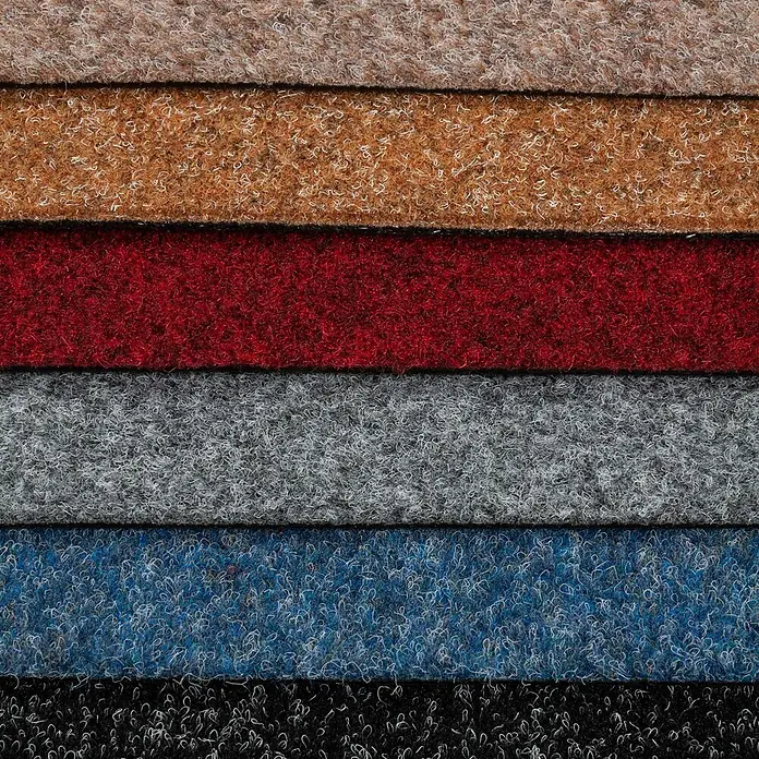 Bricoflor Teppichfliese - Breite: 50 cm, Nadelfilz, Polypropylen, rot - Gestapelte Teppichmuster mit Schlingenstruktur in Beige, Braun, Rot, Grau, Blau und Schwarz.