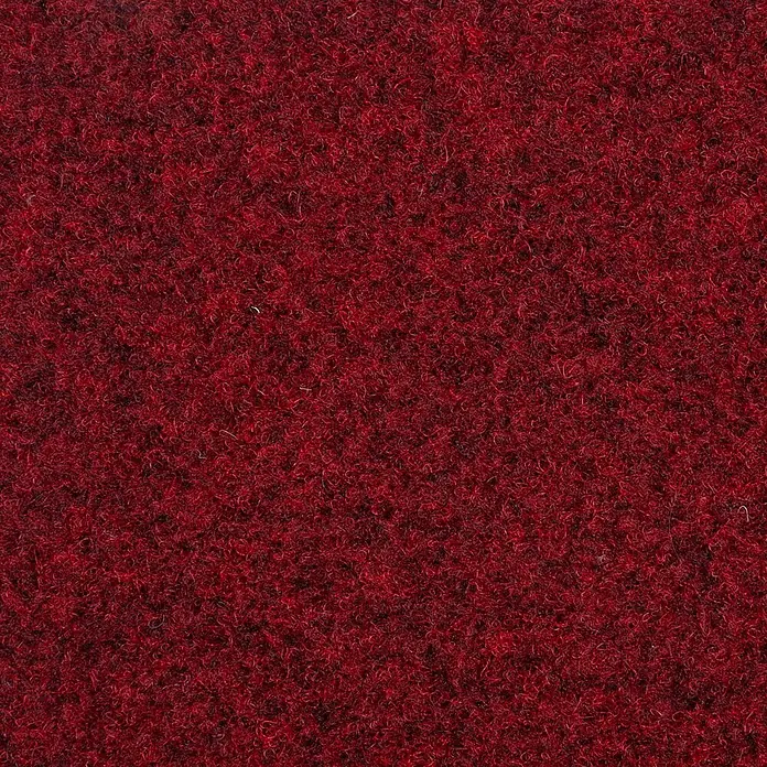 Bricoflor Teppichfliese - Breite: 50 cm, Nadelfilz, Polypropylen, rot - Nahaufnahme einer dunkelroten, hochflorigen Teppichstruktur.