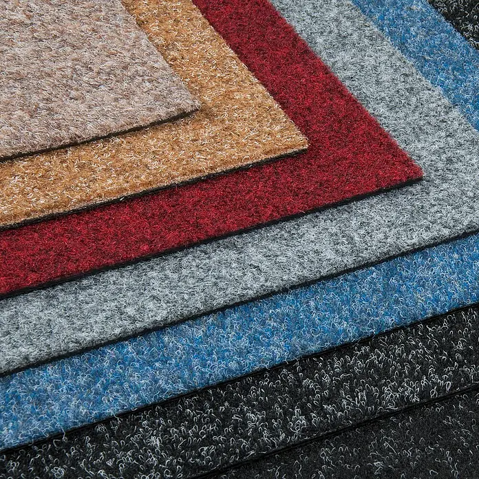 Bricoflor Teppichfliese - Breite: 50 cm, Nadelfilz, Polypropylen, beige - Geschichtete Teppichmuster in verschiedenen Texturen und Farben: Beige, Braun, Rot, Grau, Blau und Schwarz.